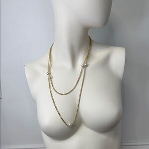 48in Long Gold Necklace with Pearls